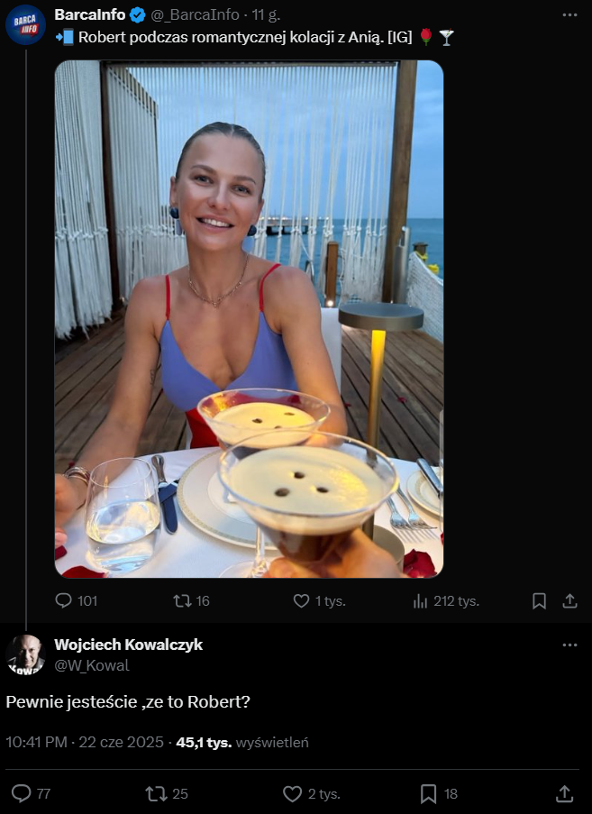 ODPOWIEDŹ KOWALA na tweeta dot. rocznicowej kolacji Lewego z żoną xD